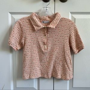Zara knit semi cropped printed shirt